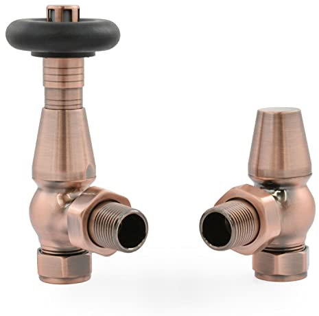 Hot Flow | Jordan Traditional Thermostatic Radiator Valve (Angled TRV) (Antique Copper)