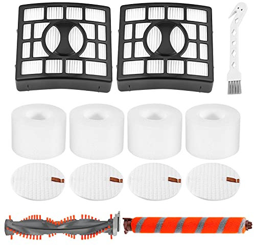 NV800 Replacement Roller Brush Filter Compatible with Shark DuoClean NV800, NV800W, NV801, NV801Q, NV803 Vacuum Cleaner, Include 2 Brush Roller + 2 HEPA Filters + 4 Foam + 4 Felt Filters