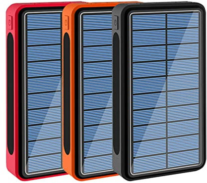 Wttfc Solar Power Bank with LED Flashlight,100000mAh Wireless Portable Solar Charger External Battery Pack with 4 USB Output & 3 Input, High-Capacity Portable Charger for iPhone,Samsung,Camping,3Pcs