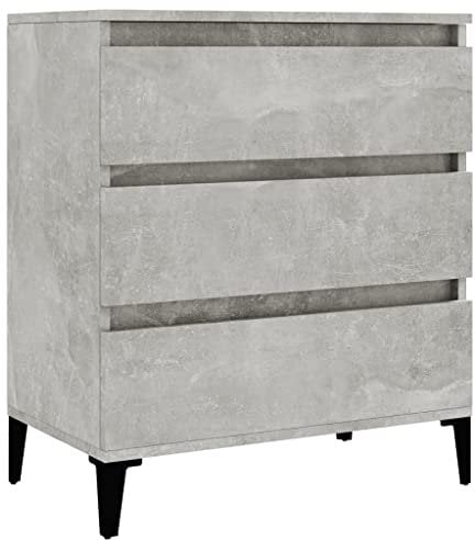 vidaXL Sideboard mit Schubladen Schrank Anrichte Beistellschrank Kommode Schubladenschrank Mehrzweckschrank Betongrau 60x35x70cm Holzwerkstoff
