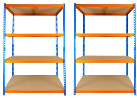 TRADE PRICE DEALS 2 BAY DEAL 4-stöckiges extra robustes Regal, Lagerregal, Lagerung, Industrie-Garage, Metallregal, 300 kg pro Regal, 180 x 120 x 60 cm