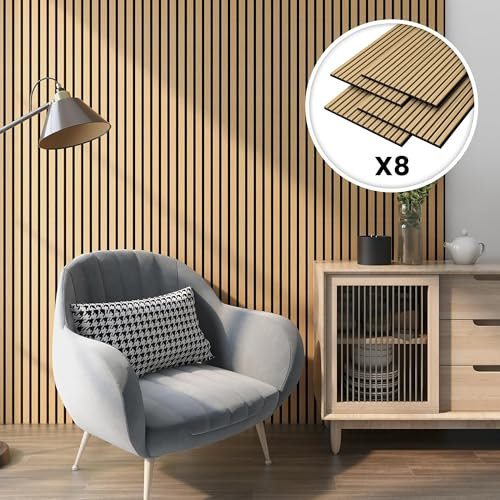 NEU.HOLZ Akustikpaneele Holz - Schalldämmung Wandpaneele in Holzoptik Eiche dunkel, Schallschutz Akustikplatten Wandverkleidung innen, Schallabsorber Paneele Wand & Decke, Holzpaneele Wand 5,76 m²