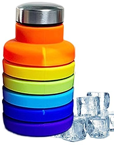 TROONZ Agua Plegable Silicona | Vasos Agua Deportivos a Prueba Fugas | Botellas Agua Silicona para Gimnasio, Camping, Viajes, Ciclismo, Deporte