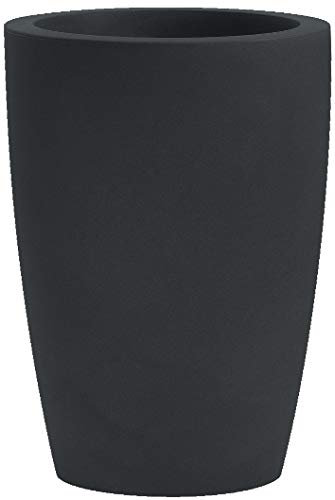Nicoli - Maceta alta cilíndrica Tylus Matt, jardinera de resina técnica rotacional, para interior y exterior (23 x 30 cm, antracita)