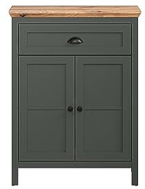 trendteam smart living - Stanton - Kommode - Tannengrün/Evoke Eiche - Standschrank mit 2 Fächern und 1 Vollauszug Schublade - (BxHxT) 77 x 102 x 39 cm - Landhausstil
