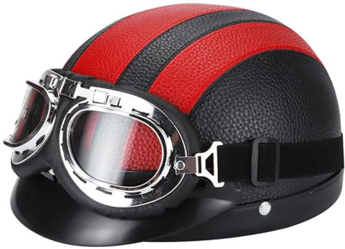 Casques Bols, Casques Vintage À Face Ouverte Femme Homme Demi Visage Casque De Moto ECE Homologué avec Pare-Soleil Et Doublure Intérieure Amovible 4,54CM-62CM