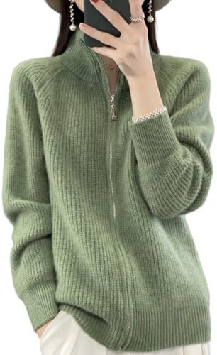 Strickjacke Aus Merinowolle Für Damen Gerippte Strickjacke Vorne Offen Durchgehender Reißverschluss Damenpullover Mantel Herbst Winter Weich Warm Strickjacke Pullover Oberbekleidung Sweatshirt Man