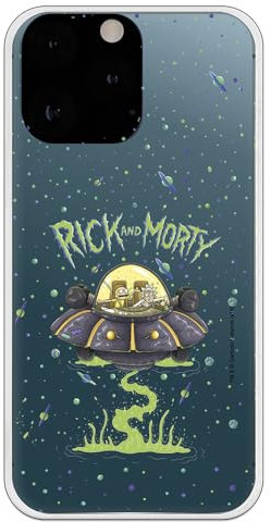 Personalaizer Official Rick and Morty UFO Case for iPhone 15 Pro Max Flexible TPU Silicone – Transparent Space Design