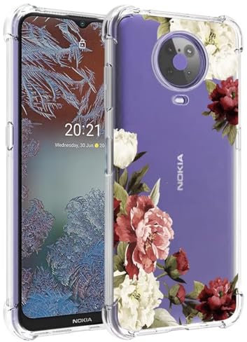 Jhxtech Handyhülle für Nokia G10, Nokia G20 TA-1334 TA-1336, Mädchen, Damen, schlank, stoßfest, klar, Blumenmuster, weich, flexibel, TPU, Schutzhülle für Nokia G10, Blütenblume