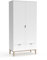Kleiderschrank in weiß matt mit Eiche Sonoma massiv, Drehtürenschrank 2-türig, skandinavisches Design, 90 x 180 cm Lundby