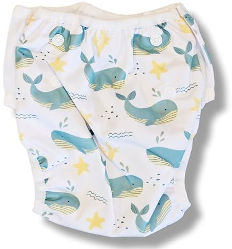 Pañales Reutilizables para Nadar para Bebés,Lavables,Pañales para Nadar para Bebés para Piscina o Playa. TetebyNoa (1 pañal de Ballenas)