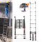 Telescopic Ladder 5M/16.4FT Stainless Steel Extension Ladder with Detachable Hooks, 150KG Max Capacity Portable Multi Purpose Extendable Loft Ladder Portable Folding Ladder for Roof Attic Caravans