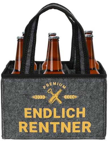 MEJOSER Ruhestand Geschenk Männerhandtasche Rente Rententritt Rentner Geschenke Männer Flaschentasche Flaschenträger für 6 Flaschen Endlich Rentner Abschiedsgeschenk Mann