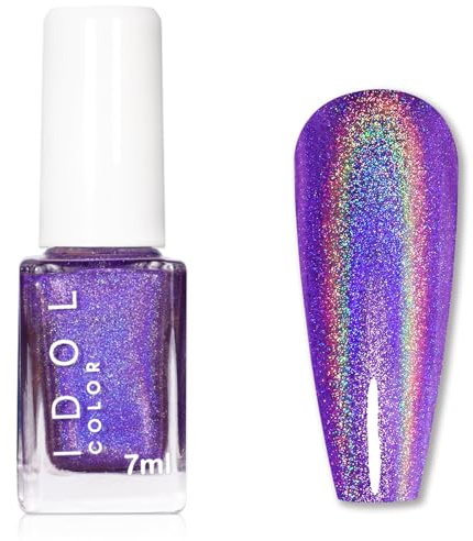 Holographic Nail Polish - Purple Nail Varnish - Iridescent Glitter nail Polish 60 Seconds Quick Dry - No Bake, Smooth, Breathable & Long Lasting Nail Varnish Gift for Women Girls DIY Manicure at Home
