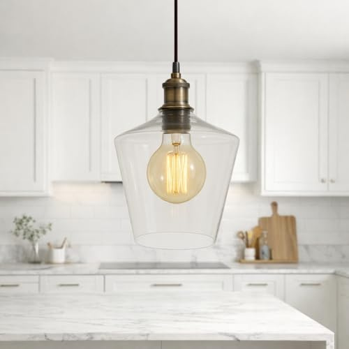 CGC Lighting Indoor Glass Bistro Adjustable Ceiling Pendant Light Lamp Shade (Cylinder)