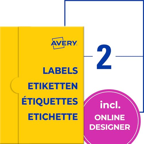 AVERY Zweckform Universal Etiketten (50 Klebeetiketten, 210x148mm auf A4, absolut Blickdicht, bedruckbare Versandetiketten