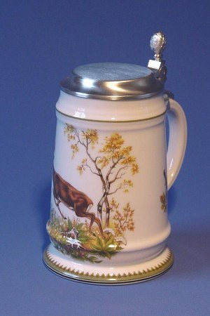 Zimmermann Bierseidel Bier-Krug Rehbock Burgherrenseidel mit Zinndeckel 0,5l