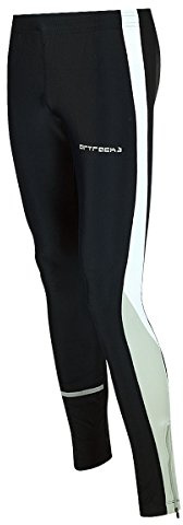 Airtracks Herren Thermo Funktions Laufhose Lang - Winter Running Tight - Warm - Atmungsaktiv - Reflektoren - schwarz - L - Herren