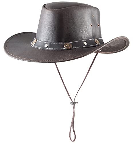 PFIFF 101003 101004 Cowboy Hut Western Wild West Fasching Karneval Cosplay Leder Frau Herren Damen Unisex Braun Schwarz Clint Eastwood Deko Helm Kinder Reiten Vintage Style Cowgirl Texas Utah