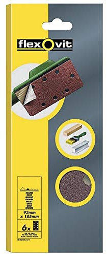 Flexovit Orbital Sander Sheets 50g Pack 6 93x185