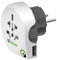 Q2 Power World to Europe USB Travel Adaptor - White and Grey