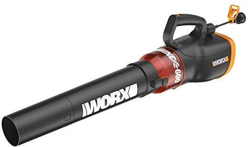 WORX 12 Amp Electric Leaf Blower, Turbine Blower for Lawn Care with 600 CFM & 2 Speed Control, Corded, WG520
