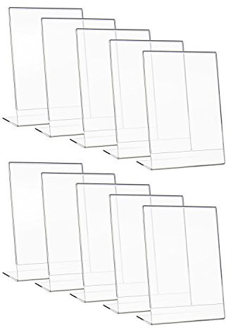 HMF 46934 Acryl Tischaufsteller schräg | 10 Stück | DIN A4 Hochformat | Glasklar