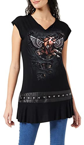 Spiral Steam Punk Ripped Donna Miniabito Nero S 95% Viscosa, 5% elasthane