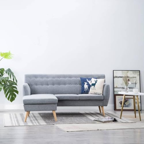 WDGJJFECNMUEHI L-Form Sofa Ecksofa mit Verstellbarer Chaiselongue, Stoffbezug Hellgrau, 171,5x138x81,5 cm, modernes Wohnzimmer Sofa für gemütliches Relaxen und Gästeempfang