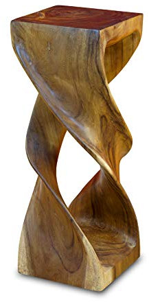 Kinaree Akazie Massivholz Beistelltisch Double Twist - 76cm gedrehter Holzhocker auch als Blumenständer geeignet