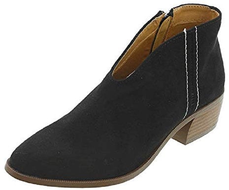 Ankle Boots Women Mid Block Heel Leather Chelsea Ladies Spring Summer Boots Black 8 UK