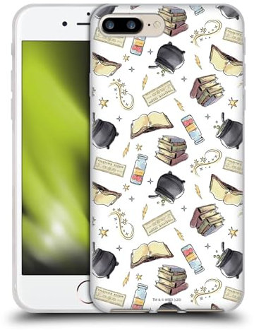 Head Case Designs Officially Licensed Harry Potter Hogwarts Pattern Deathly Hallows XIII Soft Gel Case Compatible With Apple iPhone 7 Plus/iPhone 8 Plus