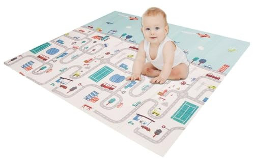 GROSSē Baby Activity Play Mat 2 Side Baby Kids Crawling Soft Blanket Folding Waterproof Floor Mat Super Easy-to-fold Non-Toxic Non-Slip Kids Playing Gym Mat
