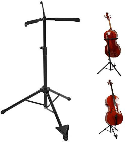 Cello-Ständer, Faltbar Gitarrenständer Höhenverstellbarer 74~120 cm Stativ Metallständer Gitarren Ständer mit rutschfestem Pad für Gitarre Cello Viola Ukulele Ständer