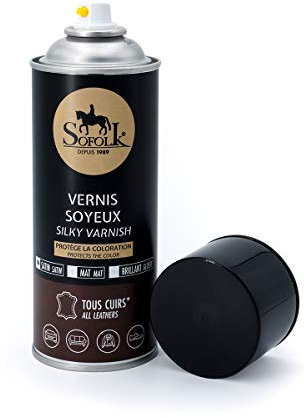 Sofolk - Vernis Soyeux pour Cuir - Vernis Protecteur Incolore - Protège et Entretient la Couleur et la Fleur du Cuir des Frottements - Satin, Aérosol 400ml