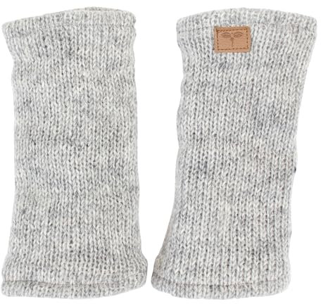 BUDDHA arts&more Pulswärmer Stulpen mit Daumenschlitz 100% Wolle fleecegefüttert Handarbeit Nepal (grau)