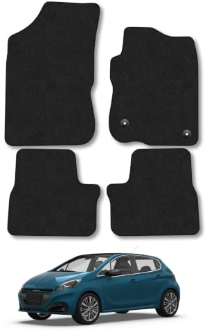 Peugeot 208 (2012-2019) Carpet Car Mats | Black Edge Trim Tailored Fit Floor Mats Full Coverage Protection Accessories Easy Clean Anti Slip Made in the UK