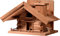 dobar® Green Label 98732FSCe Design Vogelfutterhaus St. Moritz - Vogelhaus im Hüttendesign - Vogelvilla aus Massivholz - Vogelfutterstation inklusive Kette zum Hängen - 37 x 37 x 26 cm - Braun