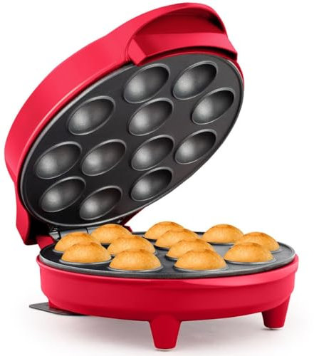 Holstein Housewares Red Cake Pop Maker - Makes 12 Cake Pops Non-Stick Coating Perfect for Birthday and Holiday Parties
