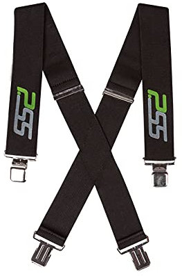 PSS Hosenträger mit Clips für Schnittschutzhose - Jagdhosenträger mit Längenverstellung Schwarz - Breite Hosenträger für Jäger und Arbeitshosen