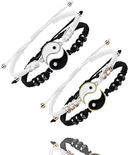 Guanyj 4 Stück Verstellbare Beziehung Armbänder Yin Yang Paare Armband Magnet Armbänder für Herren und Damen