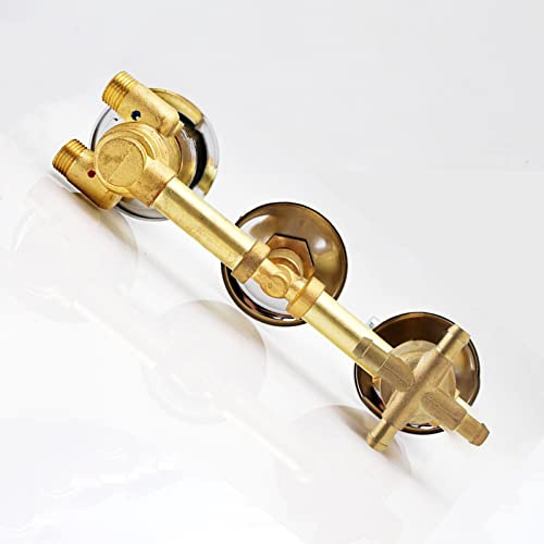Mitigeur Thermostatique Laiton Monobloc G1/2 Colonne Mitigeur, Inverseur Robinet pour Salle Bain, 2/3/4/5 Voies, Cartouche Laiton, 3 Poignées, Sécurité Anti-brûlure (Intubation 4 Sortie)