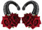MWOOT Damen Halloween Kostüm Gotik Dämonen Hörner Haarschmuck Haarclips, Rosen Horn Kopfschmuck Zubehör, Schwarzes Schafshorn mit Roten Blumen zum Hexen Cosplay Party, Frauen Fotografie Haarspange