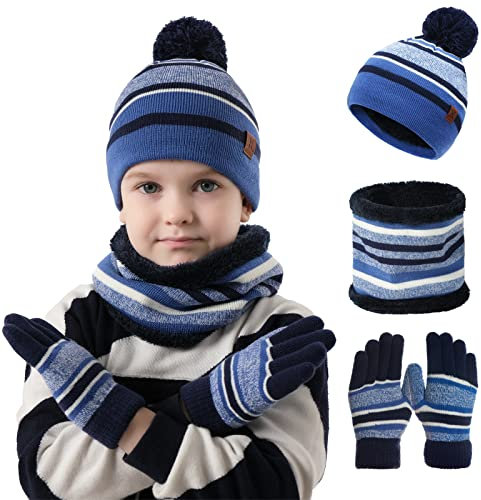 Neusky Mütze, Schal und Handschuhe im 3er-Set (Kinder-Blau)
