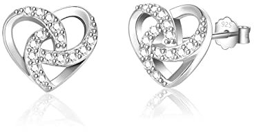 Ohrstecker Silber 925 Klein Herz Ohrringe Silber mit AAA Zirkonia Diamant Ohrringe Stecker für Damen Mädchen