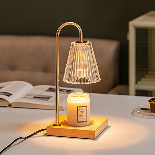 Topchances Electric Candle Warmer Lamp Dimmable Wax Melter Candle Warmer Lamp with Bulb Aromatic Candle Holders for Home Office Bedroom Living Room Gift (B Transparent)