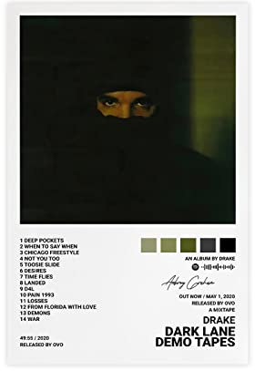 QEWRT Drake Poster Dark Lane Demo-Tapes Album Cover Poster Wandkunst Dekor Leinwand Poster für Zimmer Ästhetischer Rahmen: 40 x 60 cm