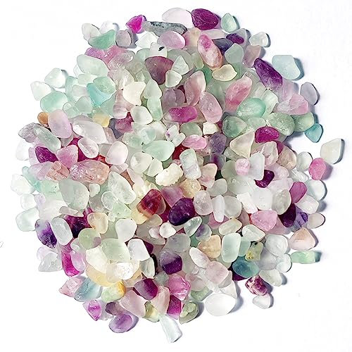 DEEDOCHY Decorative Rocks for Planters,0.44lb Fluorite Aquarium Gravel Rocks,Crystal Chips Stone Crushed Quartz for Crafts, Vases Filler, Succulent Plants, Aquarium Gravel Rocks (Fluorite)