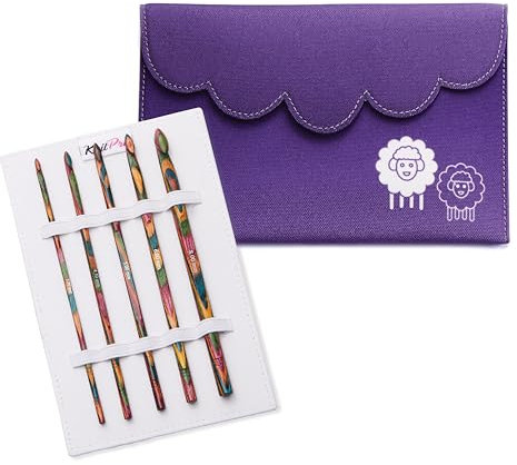 KnitPro Häkelnadel-Set, Symfonie Holz-Einzelhäkelnadeln (3,50, 4,50, 5,00, 6,00 und 8,00 mm), Bunt