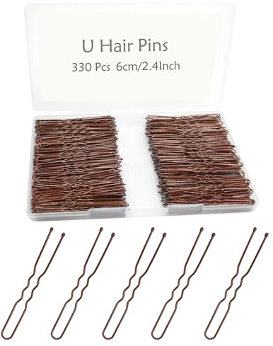330 Count U Shaped Hair Pins Brown, YINGFENG 2.4inch Brown Bun Pins Bun Hair Pins for Women Girls with Storage Box, Hair Accessories for All Women Hair Types